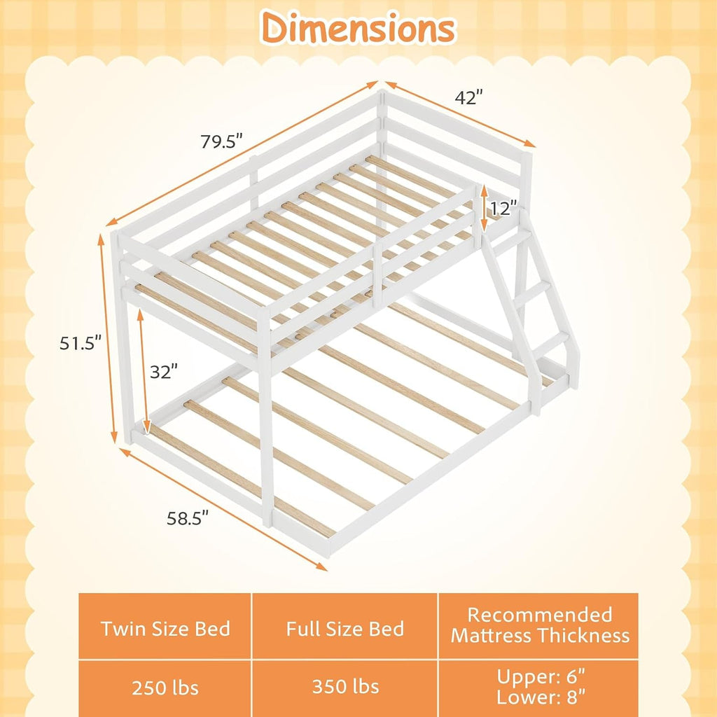 Durable Engineered Twin Over Full Bunk Bed Frame System-1