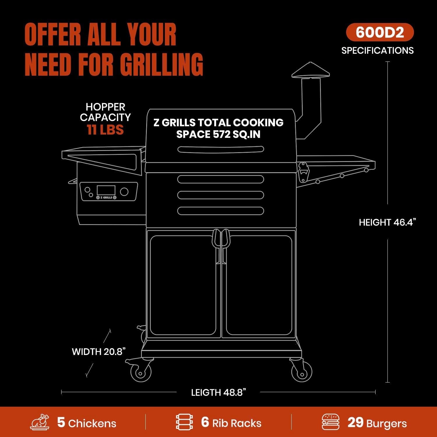 Wood Pellet Barbecue Grill Smoker 8 In1 Black Edition Pro-4