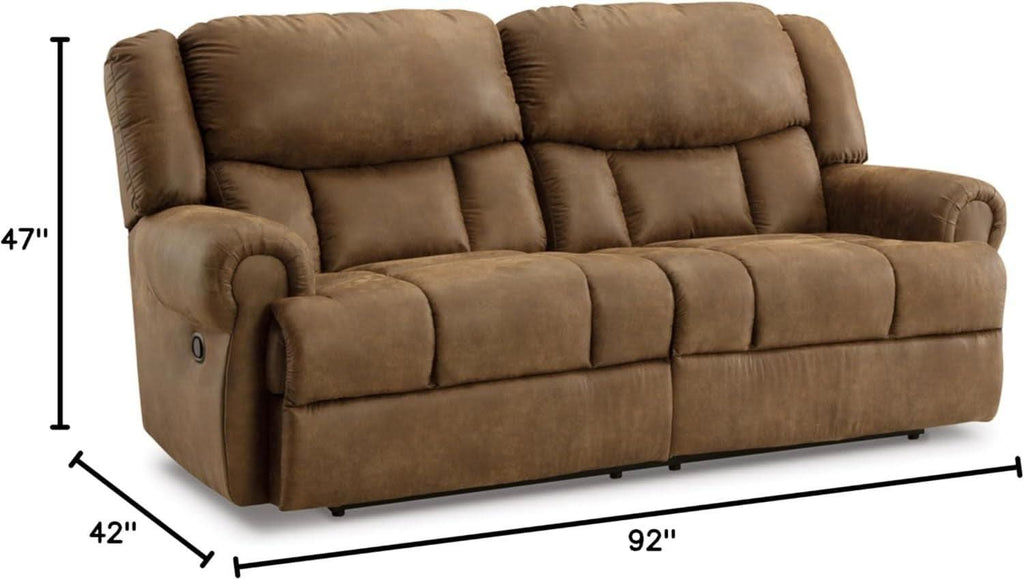 Boothbay Faux Leather 2 Seat Reclining Sofa Dark Brown-2