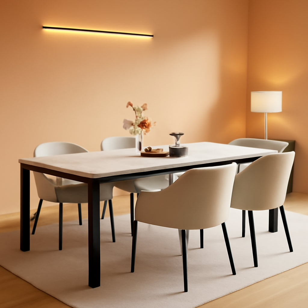 78 Inches Marble Industrial Rectangular Dining Table-0