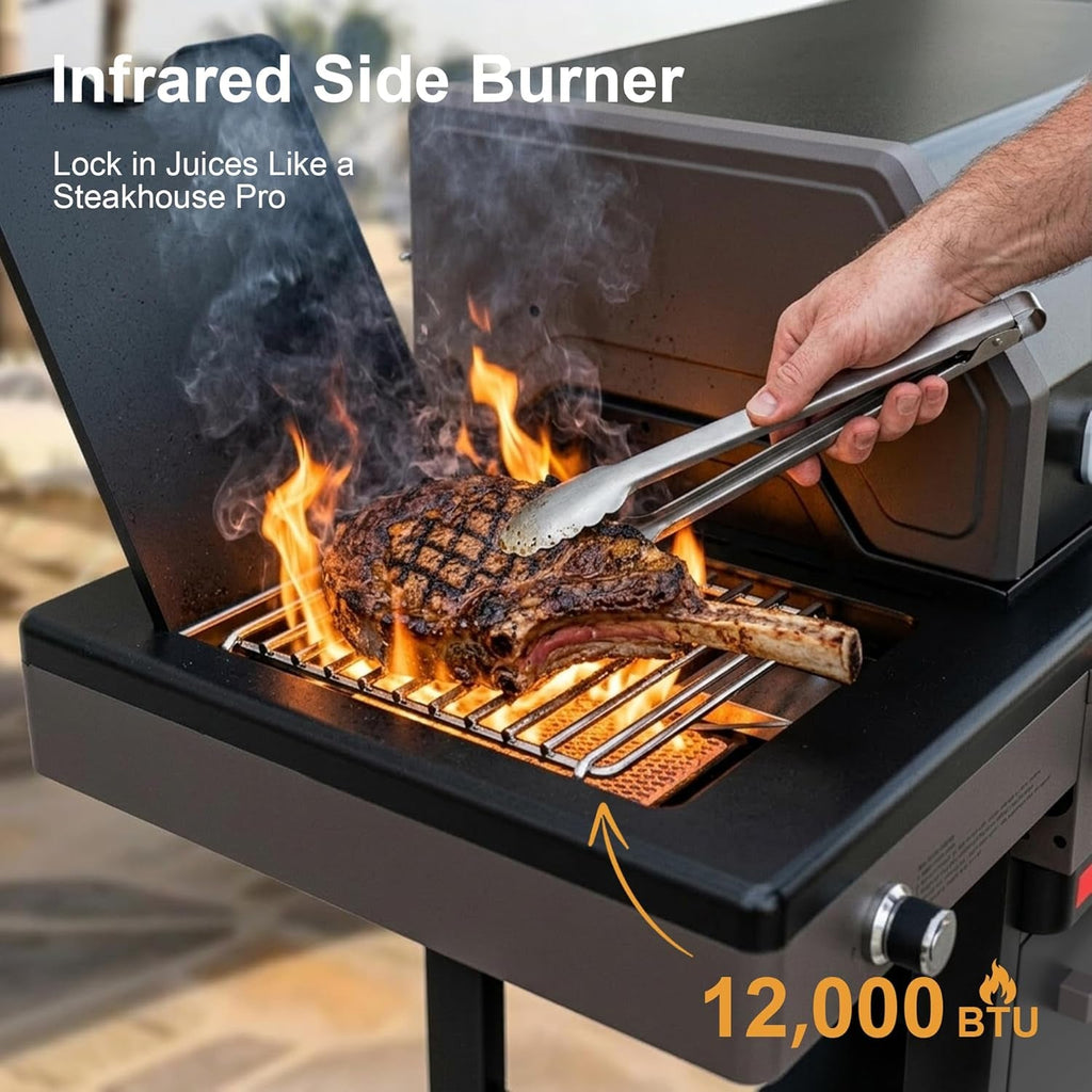 Quadruple Burner Infrared Side Burner Propane Grill-1