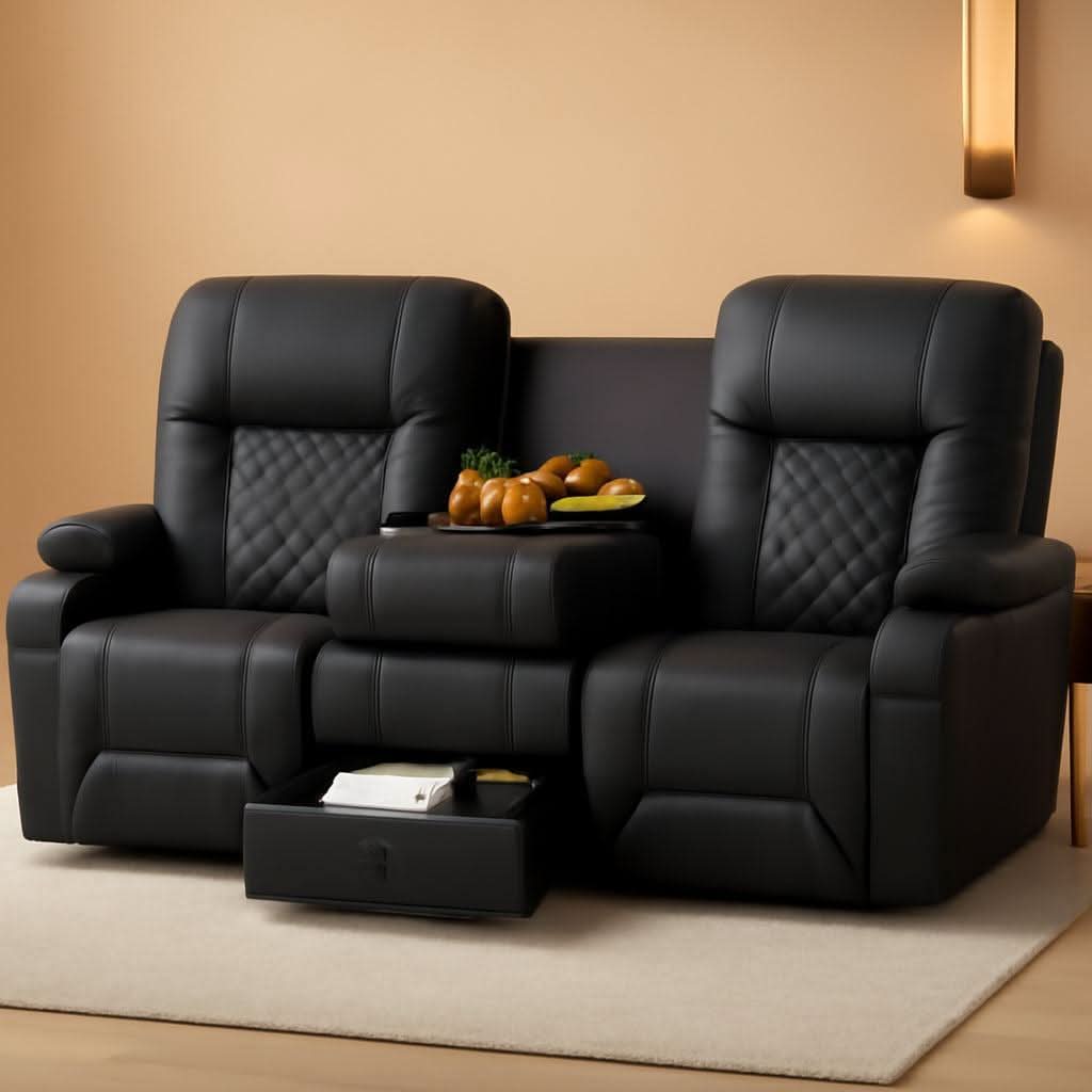 Three Seat Recliner Sofa With Flip Backrest And USB Ports-0