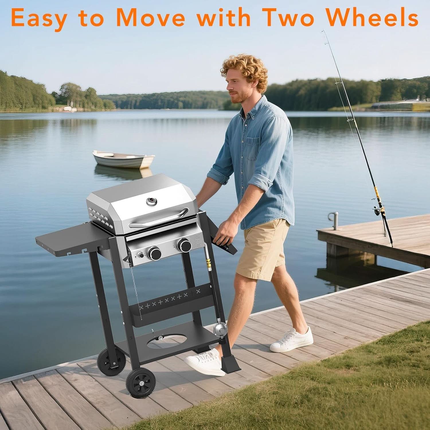 Propane Gas Grill 2 Burner Stainless Steel Outdoor Cooking Area-4