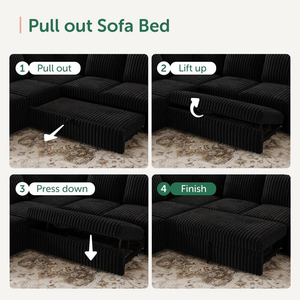 Modular Sleeper Sectional Sofa Charcoal With Storage-4