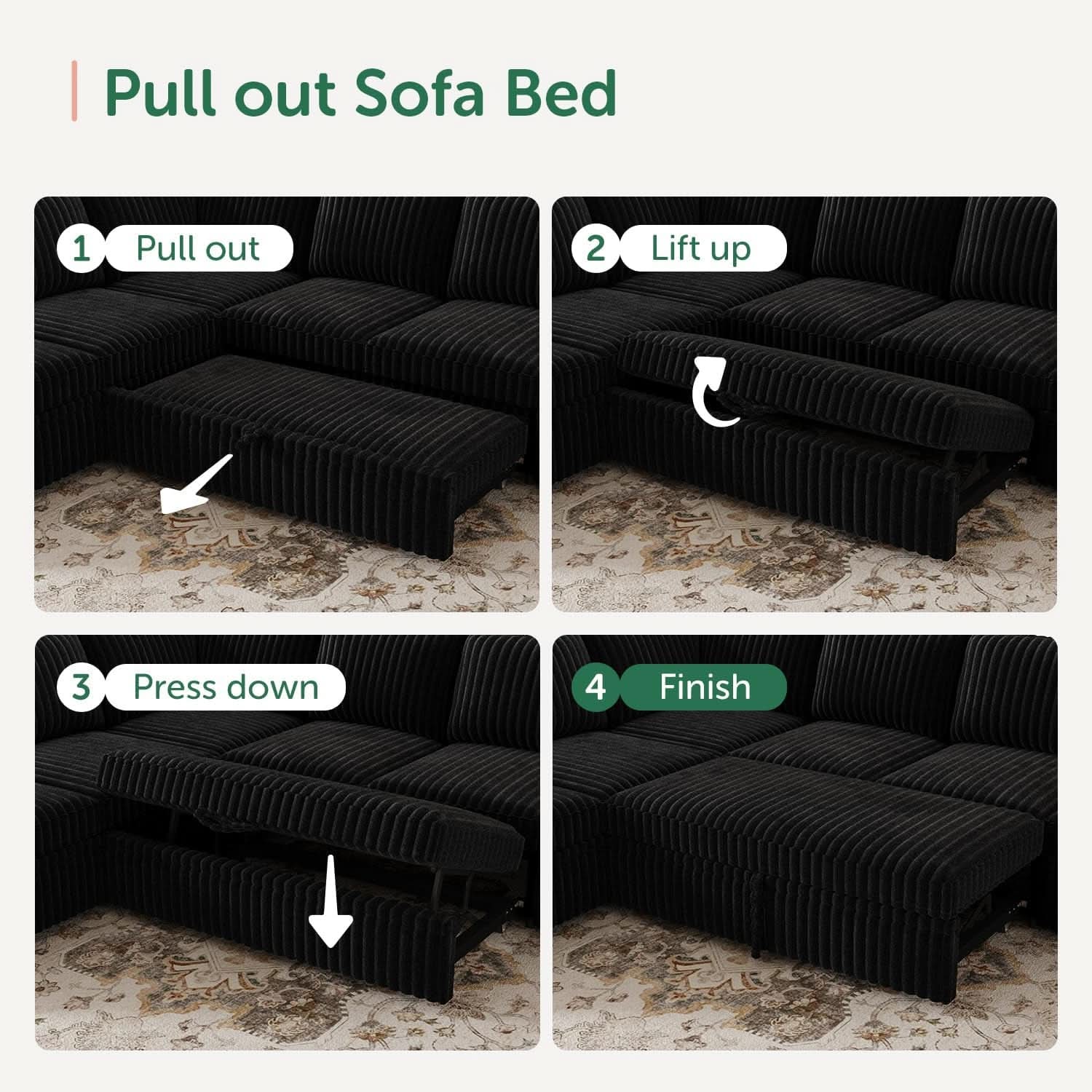 Modular Sleeper Sectional Sofa Charcoal With Storage-4