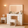 Elegant Translucent White Glass Vanity Desk Storage-0