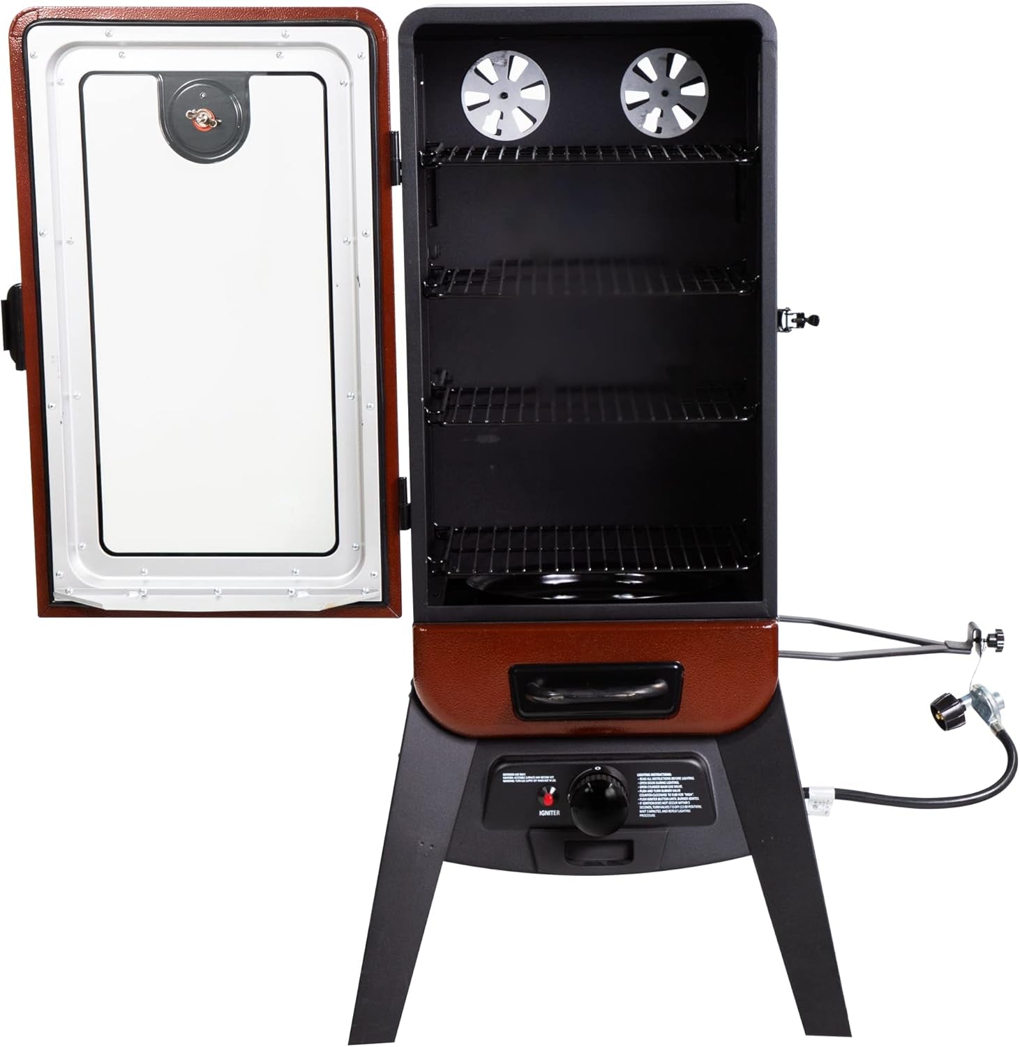 Red Hammertone Propane Fueled Vertical Gas Smoker 880SqIn-2