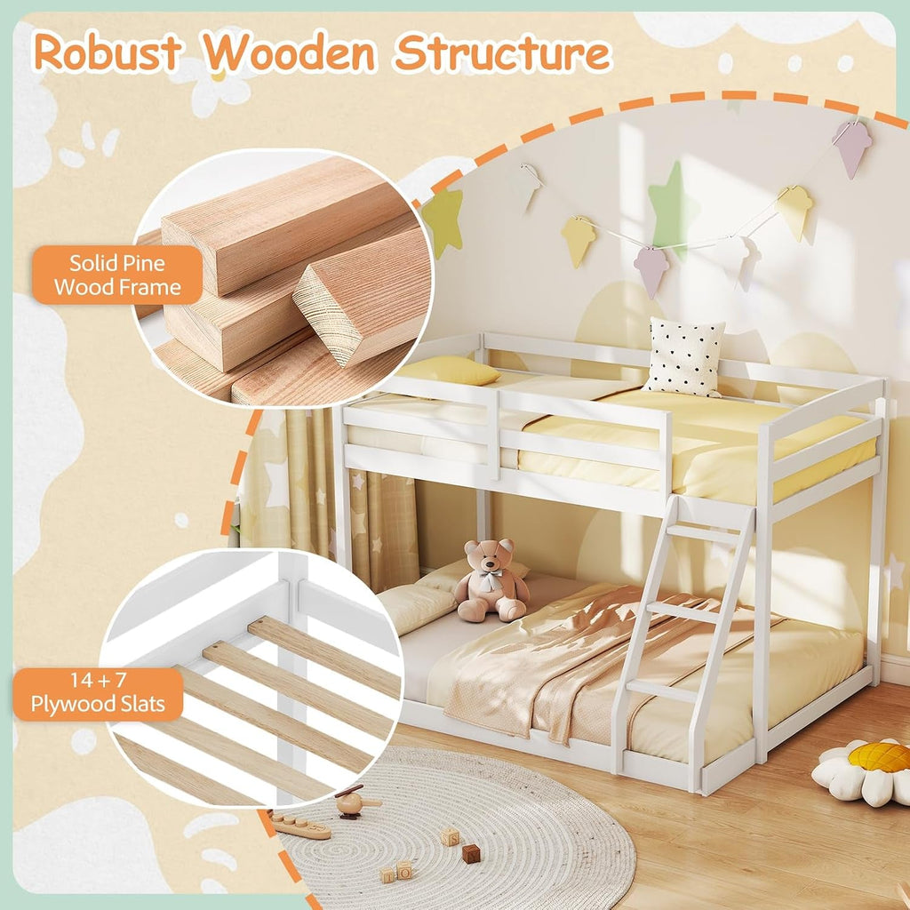 Durable Engineered Twin Over Full Bunk Bed Frame System-4