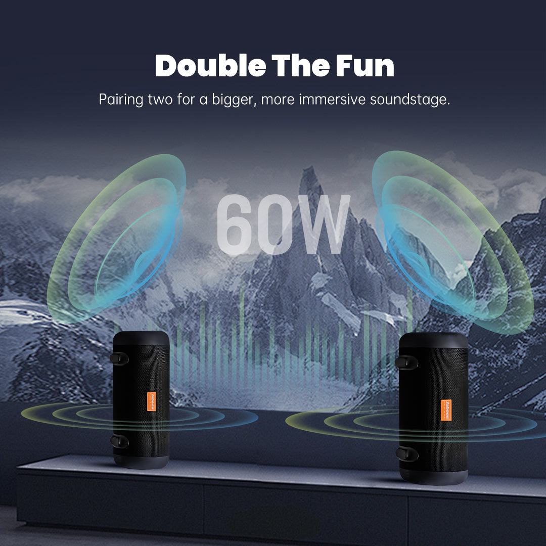 WHALE with Nylon Strap – Bluetooth IPX7 Waterproof Portable Outdoor Speaker with 30W Stereo Sound and USB Charge Out-3
