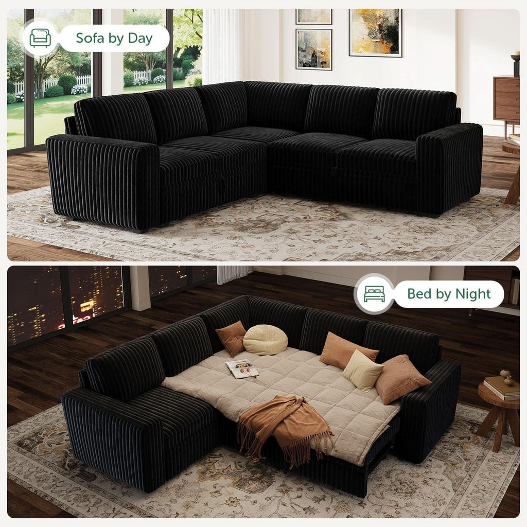 Modular Sleeper Sectional Sofa Charcoal With Storage-3
