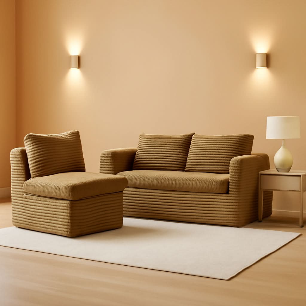 Camel King Size Corduroy Futon Pro Lux Sofa Bed Chaise Lux-0