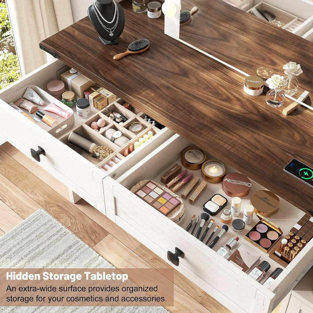 Celestial White Makeup Vanity Desk With Illumination-1