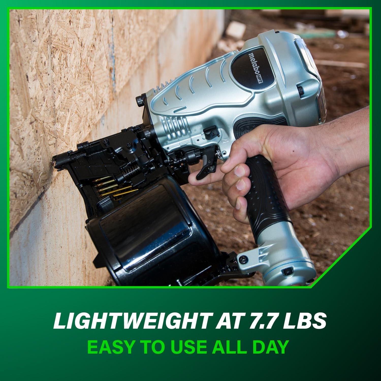 Metabo HPT Coil Framing Nailer, 15° Nails, NV90AGS | Pneumatic Power, Construction Tools, Roof Decking Support, Floor & Truss Applications, 1-3/4 to 3-1/2 In