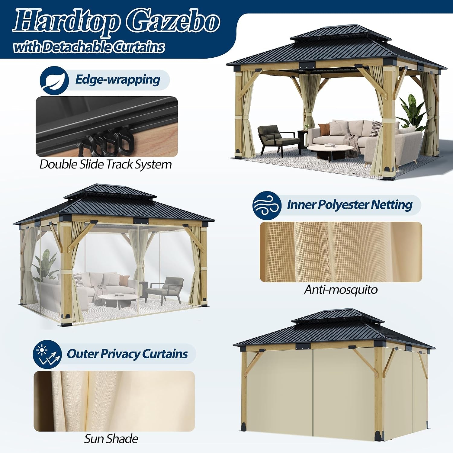 Industrial Strength Weatherproof Gazebo 11 By 13 Feet-4