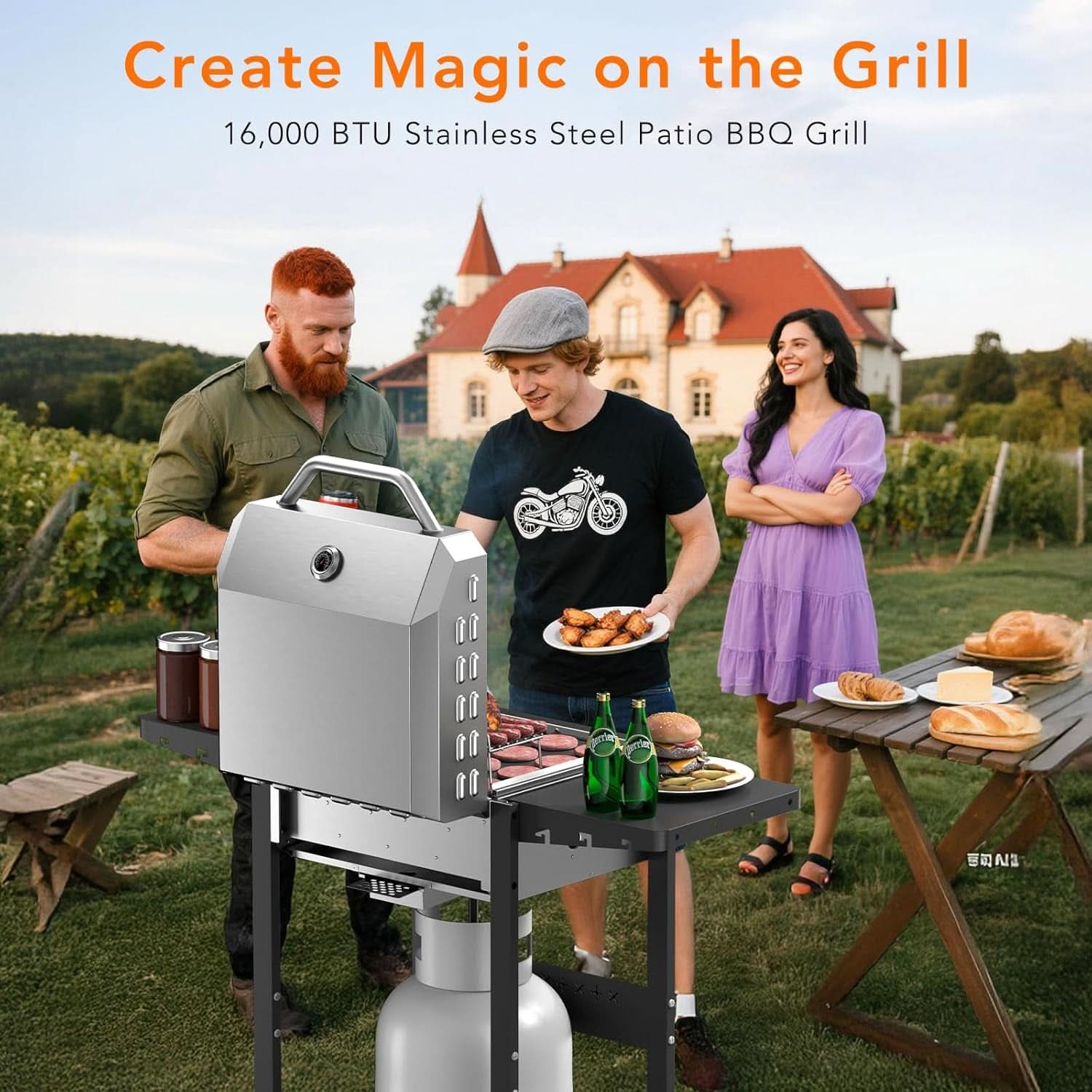 Propane Gas Grill 2 Burner Stainless Steel Outdoor Cooking Area-1