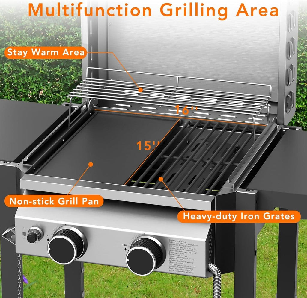 Propane Gas Grill 2 Burner Stainless Steel Outdoor Cooking Area-2