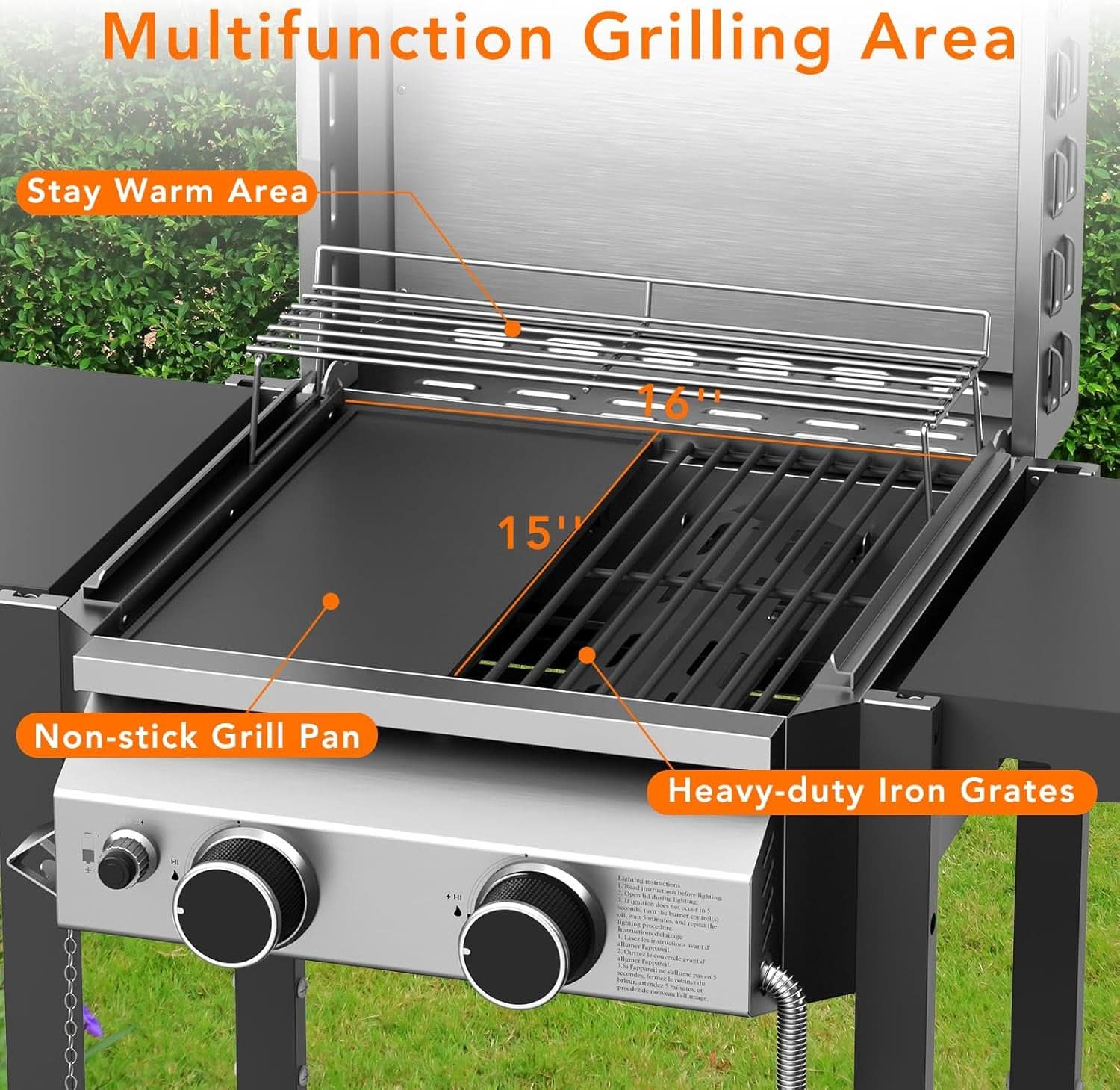 Propane Gas Grill 2 Burner Stainless Steel Outdoor Cooking Area-2
