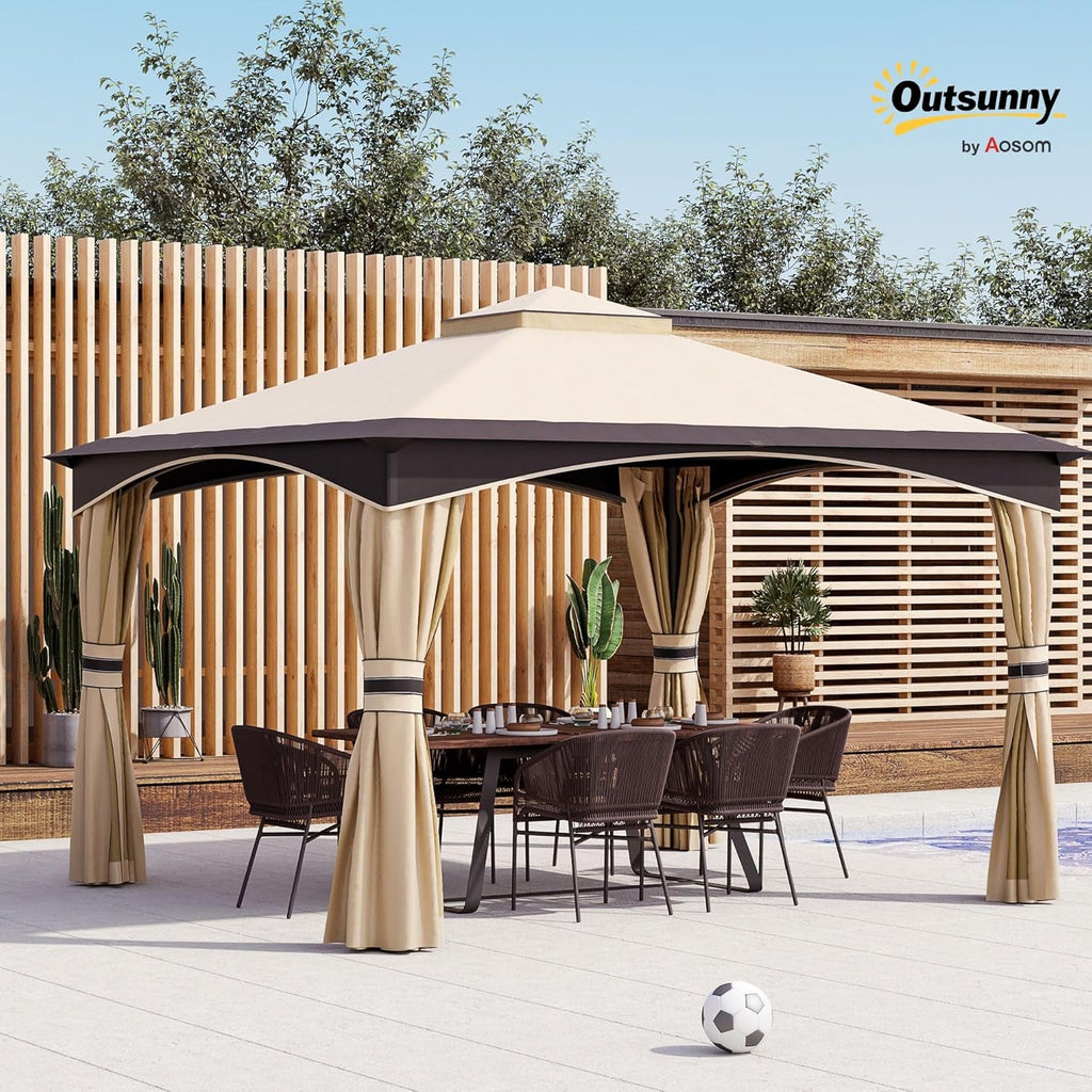 10x12 Outdoor Gazebo With Netting Weatherproof Frame-1