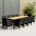 NNEVL 11 Piece Garden Dining Set Poly Rattan Black-0