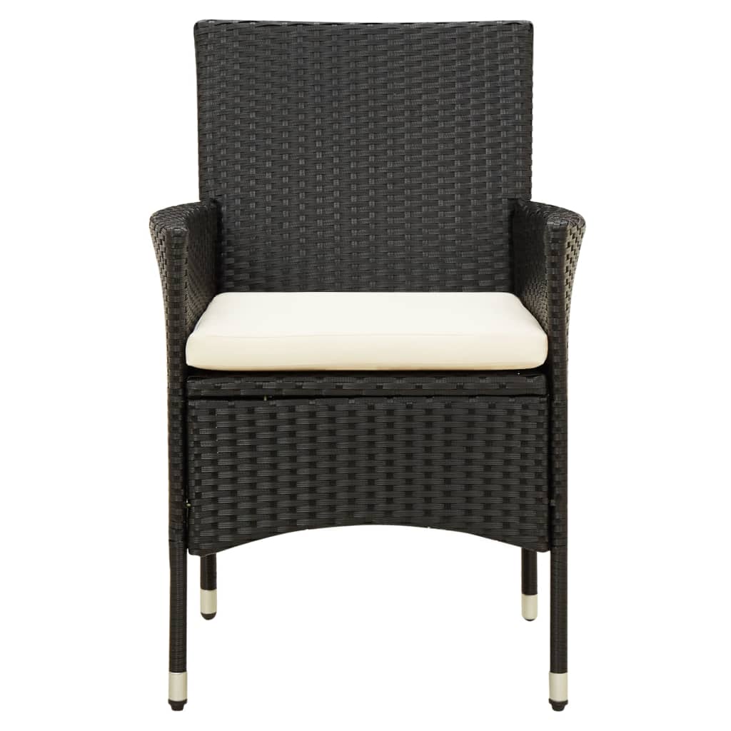NNEVL 7 Piece Outdoor Dining Set with Cushions Poly Rattan Black-3