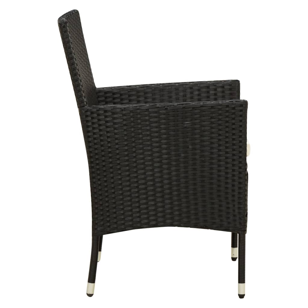 NNEVL 7 Piece Outdoor Dining Set with Cushions Poly Rattan Black-4