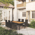 NNEVL 7 Piece Outdoor Dining Set with Cushions Poly Rattan Black-0