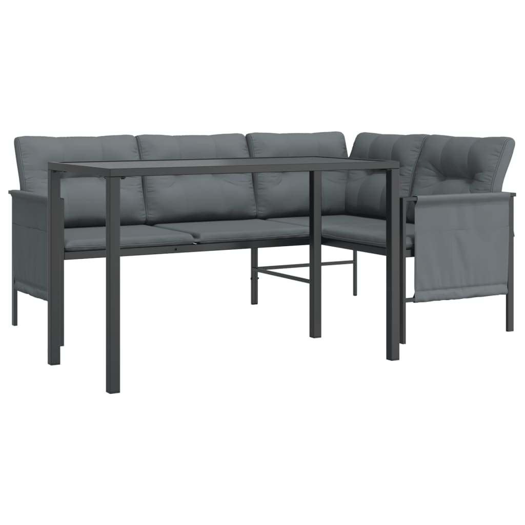 NNEVL 2 Piece Garden Dining Set Anthracite Steel-2