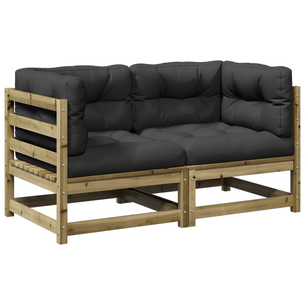 NNEVL 2 Piece Garden Sofa Set with Cushions Impregnated Wood Pine-1