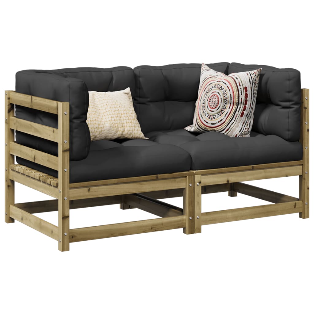 NNEVL 2 Piece Garden Sofa Set with Cushions Impregnated Wood Pine-0
