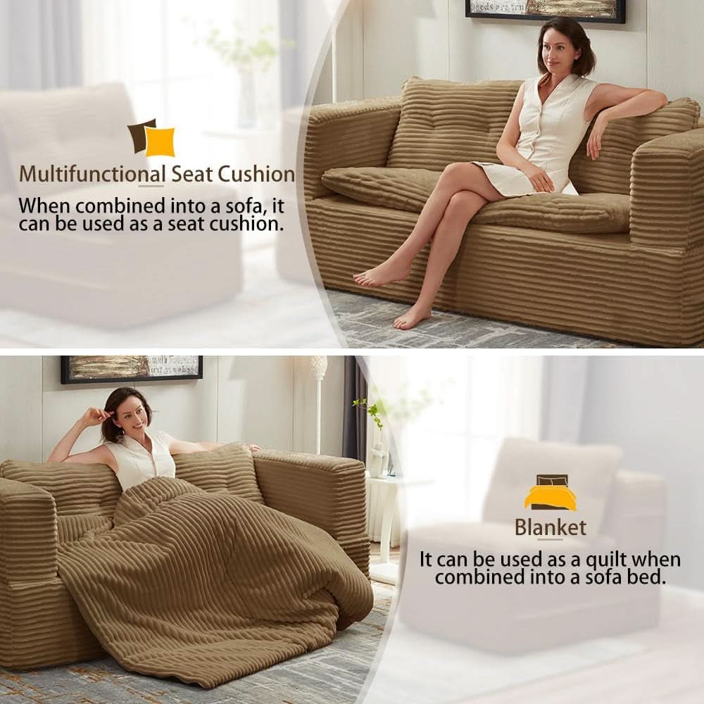 Camel King Size Corduroy Futon Pro Lux Sofa Bed Chaise Lux-4