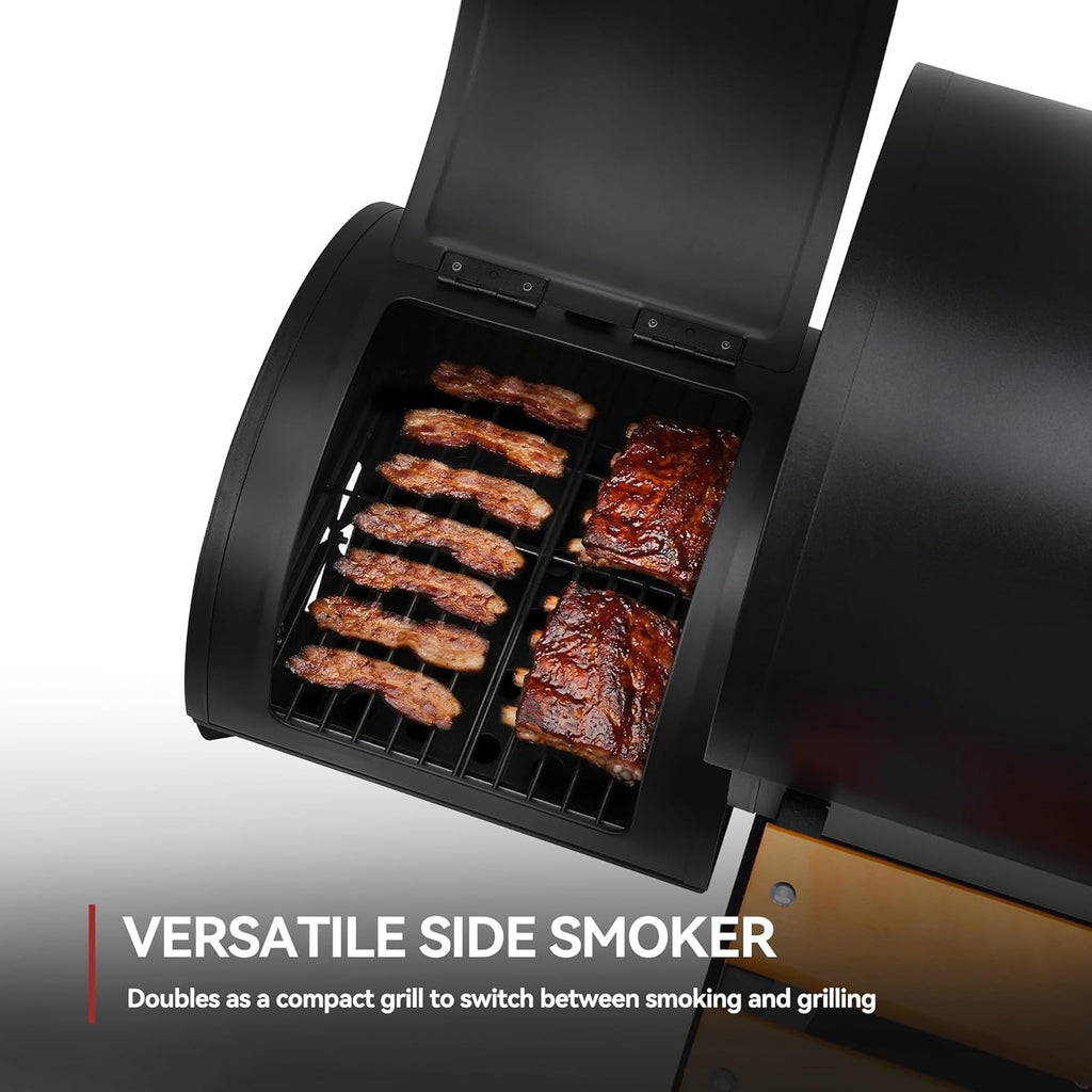 Barrel Charcoal Grill Outdoor Offset Smoker 824 SquareIn-4