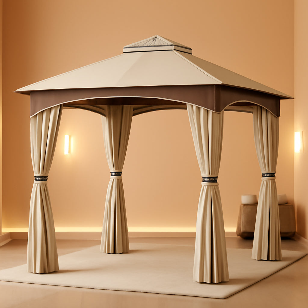 10x12 Outdoor Gazebo With Netting Weatherproof Frame-0