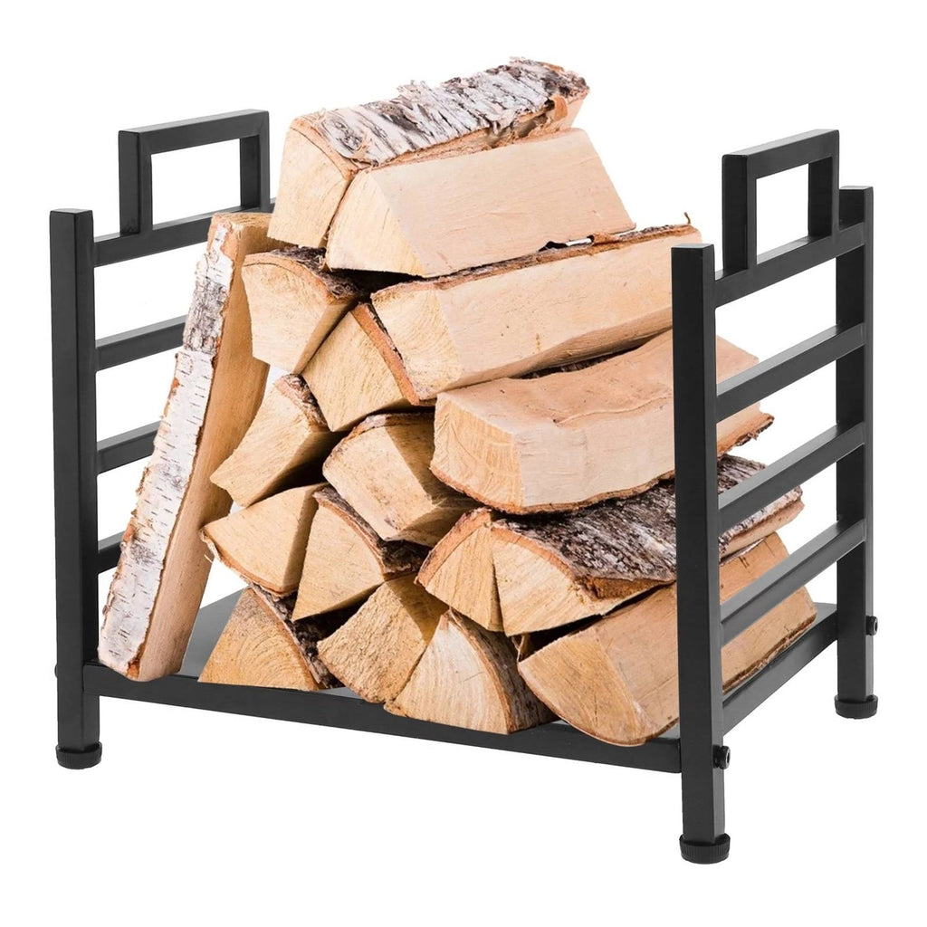 Modern Black Wrought Iron Indoor Outdoor Firewood Holder Log Rack-0