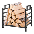 Modern Black Wrought Iron Indoor Outdoor Firewood Holder Log Rack-0