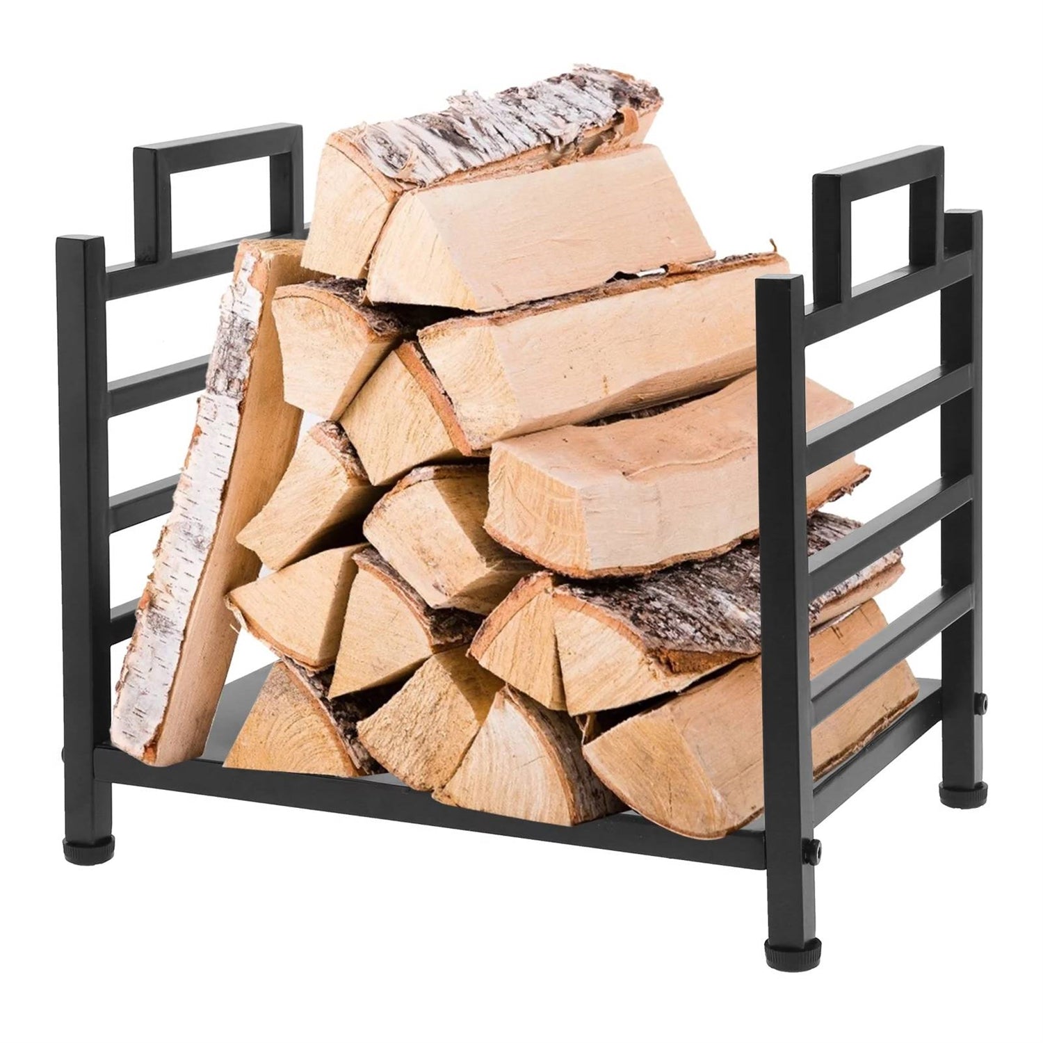 Modern Black Wrought Iron Indoor Outdoor Firewood Holder Log Rack-0