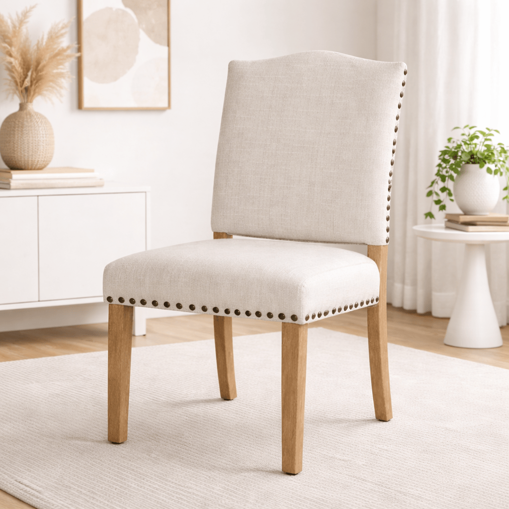 71-inch Farmhouse Dining Table with 6 Upholstered Chairs Set – Seats 6