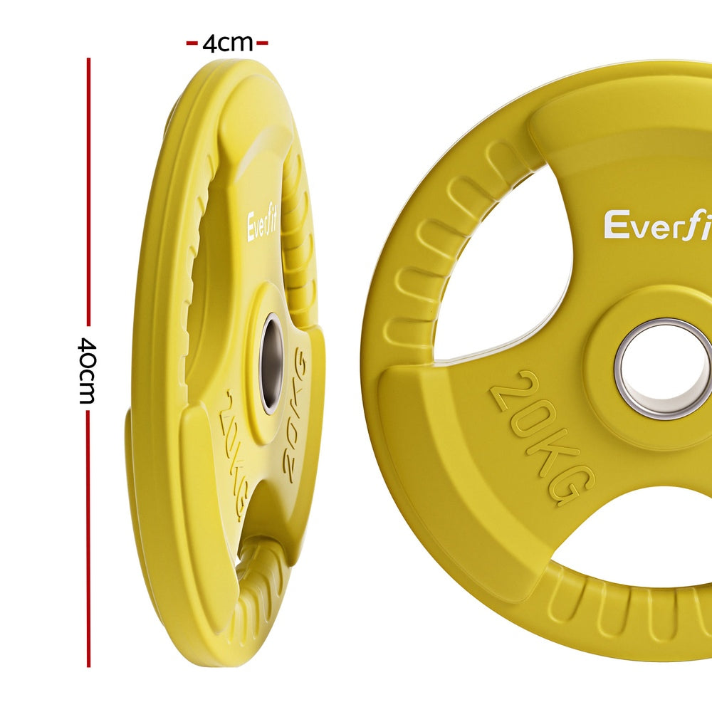 Everfit Weight Plates Olympic 20kgx2 Dumbbell Barbell Plate Weight Lifting Home Gym Yellow-1