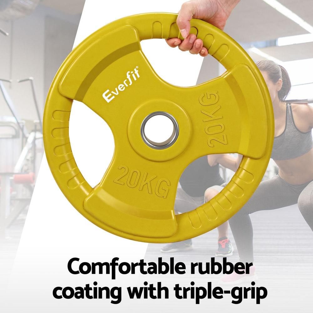 Everfit Weight Plates Olympic 20kgx2 Dumbbell Barbell Plate Weight Lifting Home Gym Yellow-3