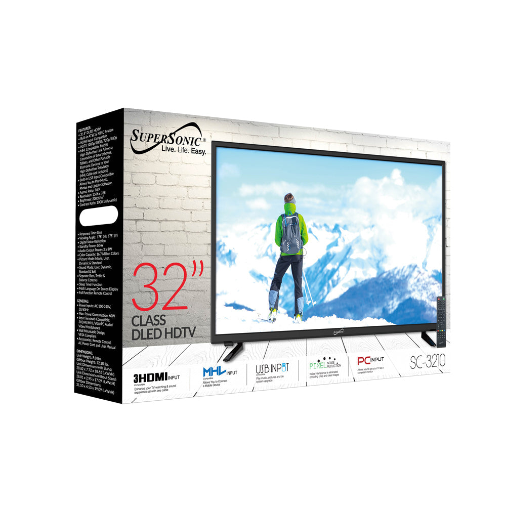32" Supersonic 1080p Widescreen LED HDTV with USB, SD Card Reader and HDMI (SC-3210)-1