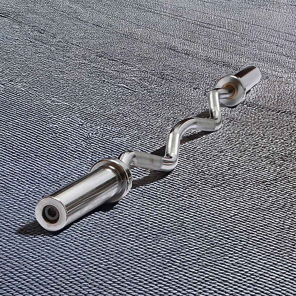 120cm Chrome Olympic EZ Curl Bar – Weightlifting Barbell for Home Gym Training-4