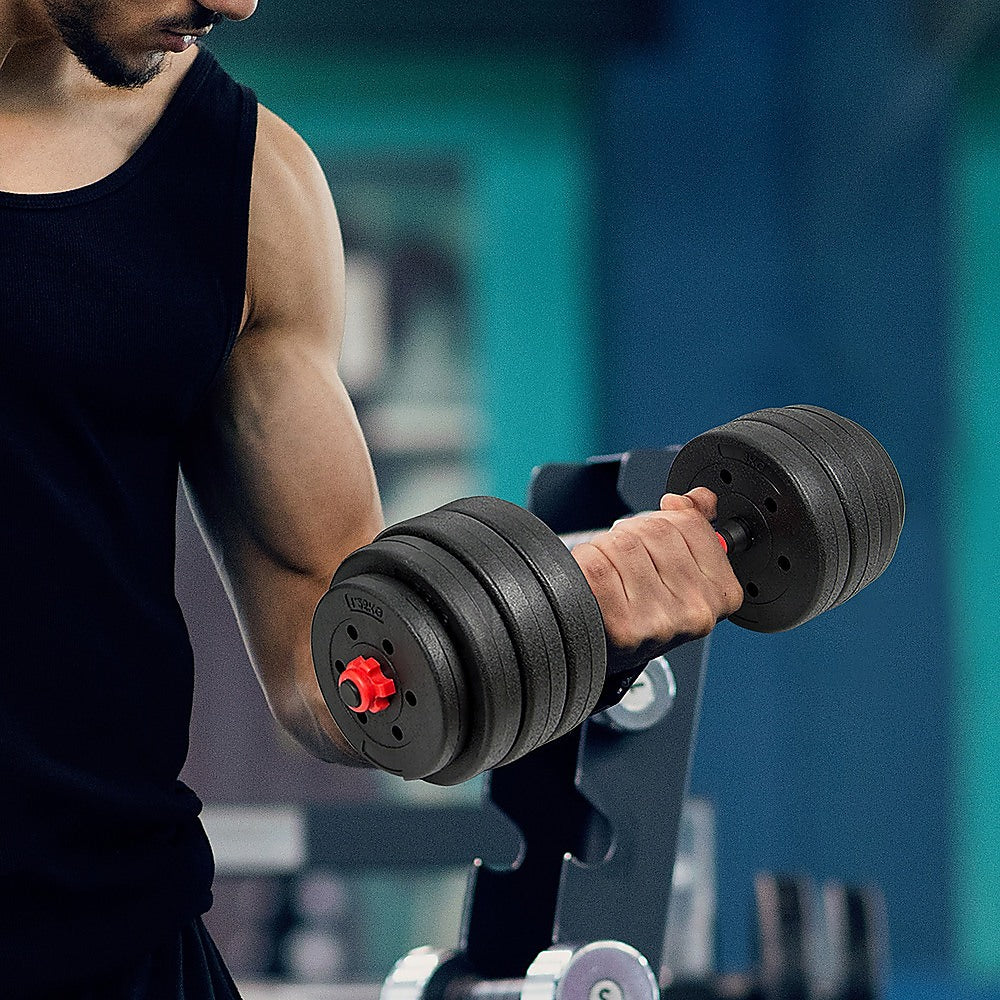 40kg Adjustable Rubber Dumbbell Set Barbell Home GYM Exercise Weights-1