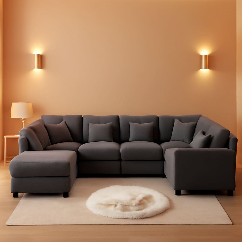 125Inch Oversized Corduroy Cloud Sleeper Grey Sofa-0