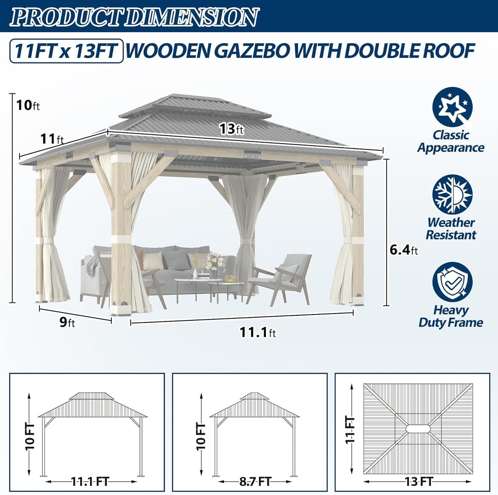 Industrial Strength Weatherproof Gazebo 11 By 13 Feet-1