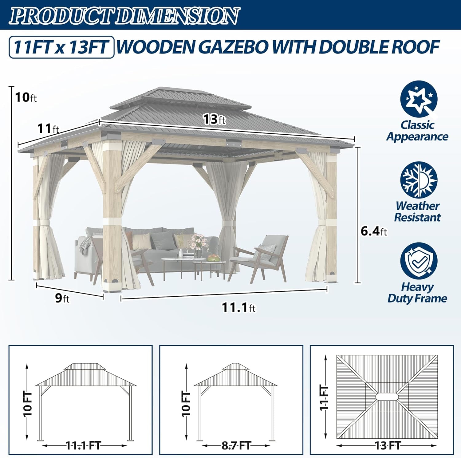 Industrial Strength Weatherproof Gazebo 11 By 13 Feet-1