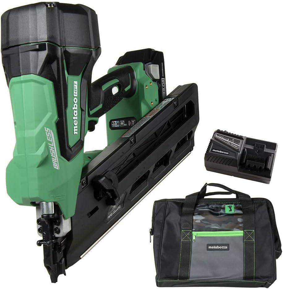 Metabo HPT 18V Multivolt™ Cordless Framing Nailer Kit | Accepts 2-Inch up to 3-1/2-Inch Clipped & Offset round Paper Strip Nails | 30 Degree Magazine | NR1890DCS