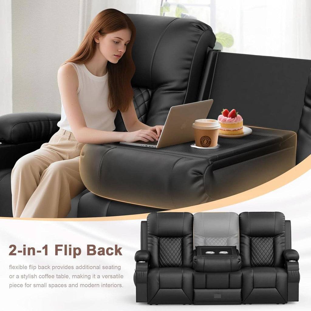 Three Seat Recliner Sofa With Flip Backrest And USB Ports-2