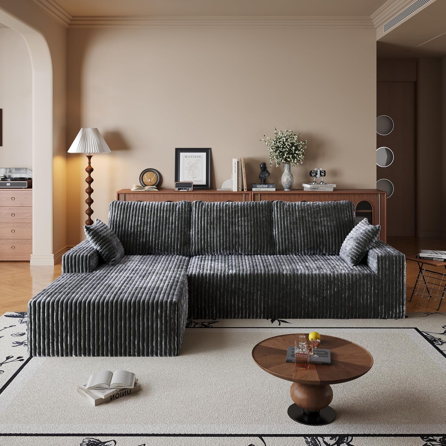 108-Inch Modular Sectional Couch With Oversized Chaise-1
