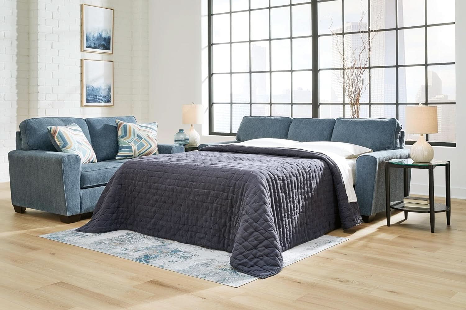 Blue Queen Stainresistant Memory Foam Sleeper Sofa-1