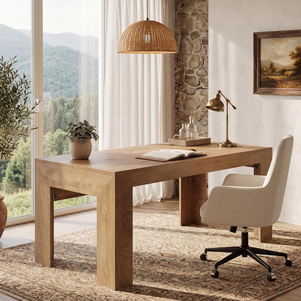 63 Inch Light Brown Interconnected Workstation Desk-2
