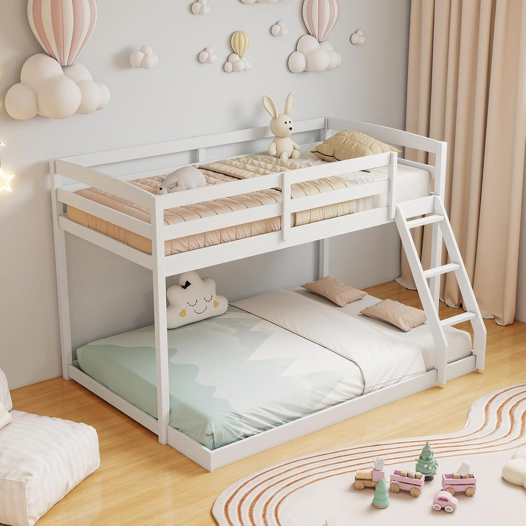 Durable Engineered Twin Over Full Bunk Bed Frame System-3